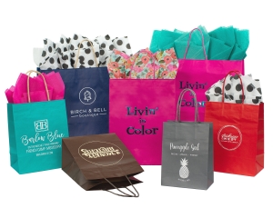 Custom White Kraft J-Cut Shopping Bags (Cub)