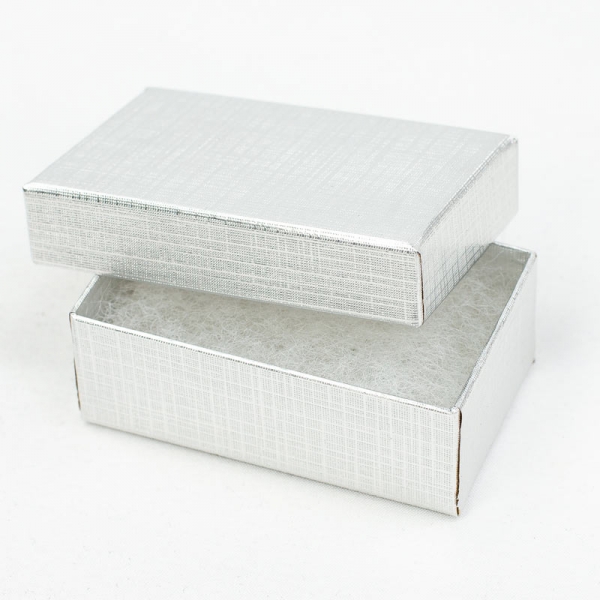 Jewelry Boxes-Silver Linen Foil-#21 - 2-1/2 x 1-1/2 x 7/8 - Pack 100