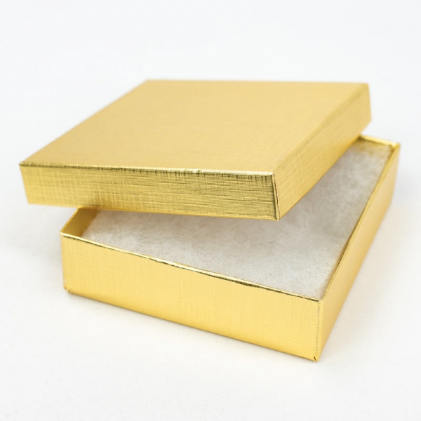 Jewelry Boxes-Gold Linen Foil-#33 - 3-1/2 x 3-1/2 x 1 - Pack 100