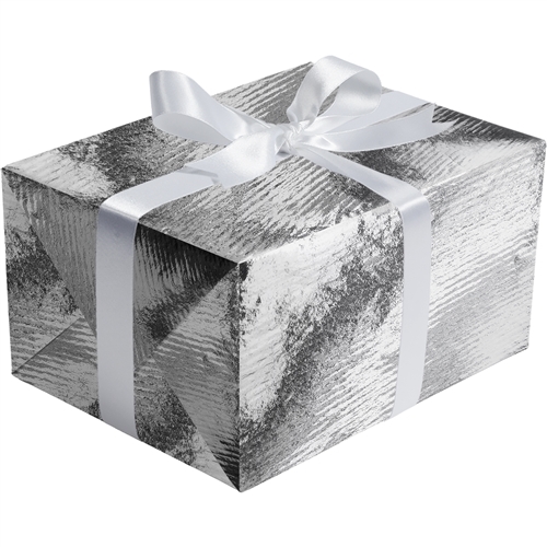 Silver Ribbed Foil Gift Wrap 30 x 417
