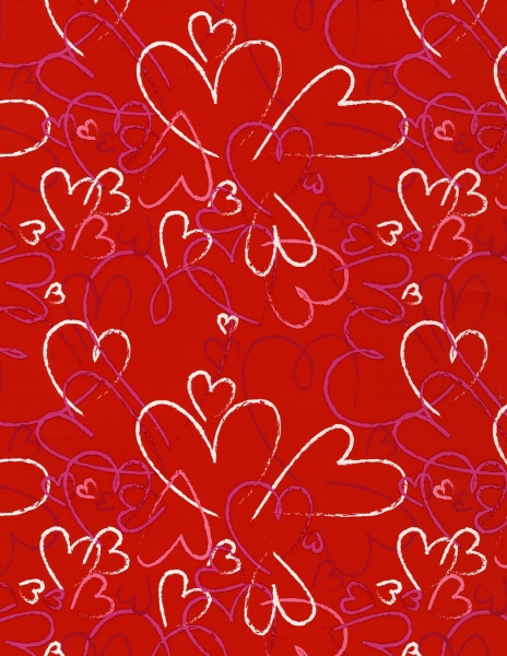 Unique High Quality Black Heart Style Gift Wrapping Paper-red Background.  Size A3 GP-245 