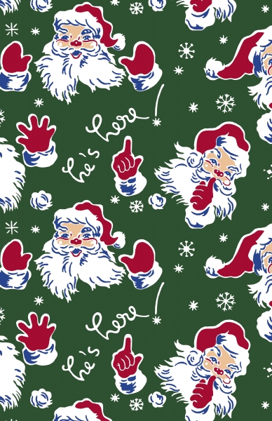 Santa Vintage Style Roll Wrapping Paper Gift Wrap 2.5 Feet x 2.66