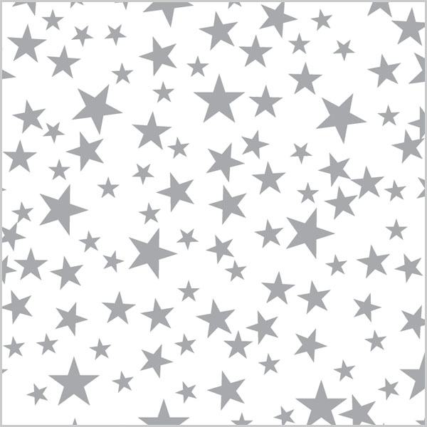 Printed Tissue - Silver Stars on White T10656