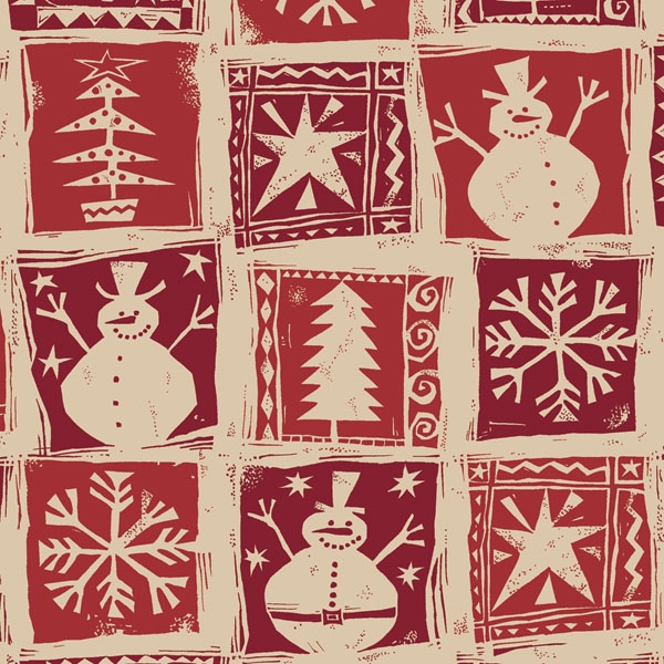 Homespun Christmas on Kraft Gift Wrap 24 x 417