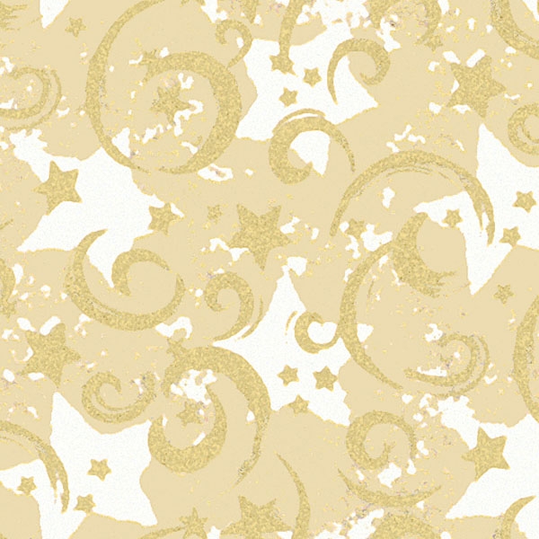 Gold Stars and Swirls on Kraft Gift Wrap 30 x 417
