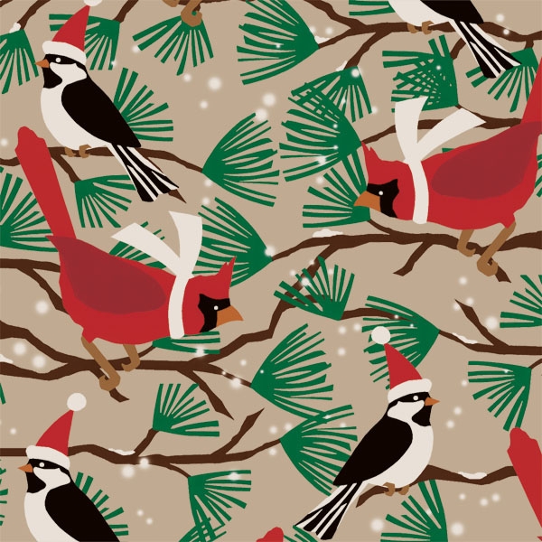 Snowbirds on Kraft Gift Wrap 24 x 417