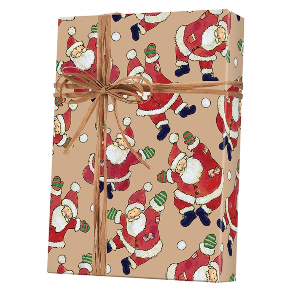 Santa Celebration on Kraft Gift Wrap 24 x 417