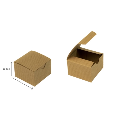 Kraft Stripe Gift Boxes-1 Piece Kraft Construction-3x3x2