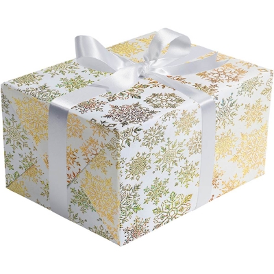 Sparkleflake Gold White Gift Wrap 30" x 417'