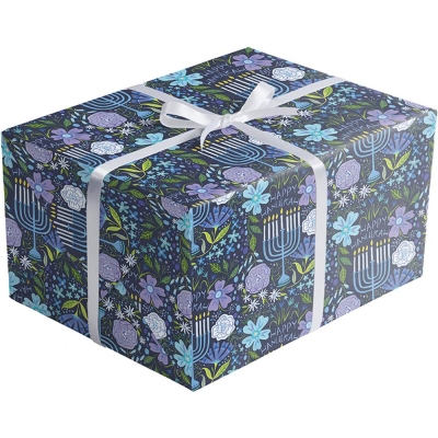 Floral Menorah Gift Wrap 30" x 833'