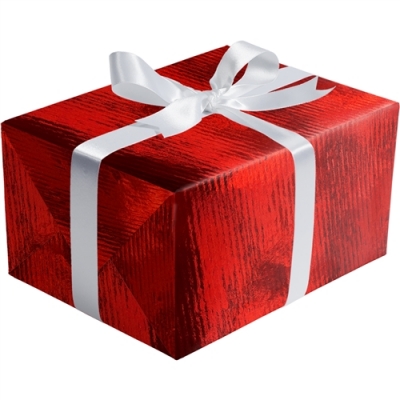 Red Ribbed Foil Gift Wrap 30 x 417