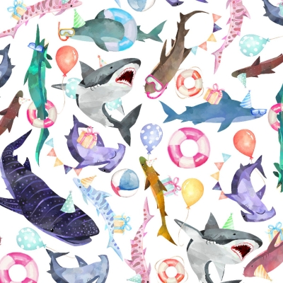 Shark Party Gift Wrap 30" x 833'