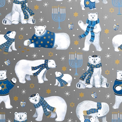 Hanukkah Bears 30 X 417 Gift Wrap
