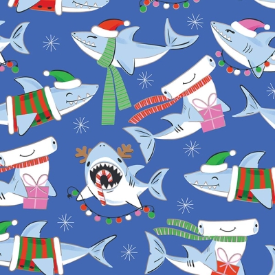 Merry Sharks 30 X 417 Gift Wrap