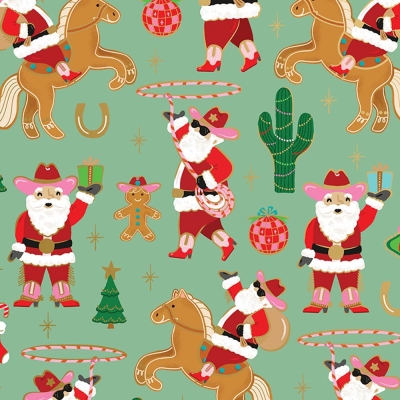 Rodeo Santa 30 X 833 Gift Wrap