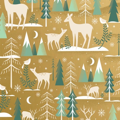 Winter Serenity Gold 30 X 417 Gift Wrap