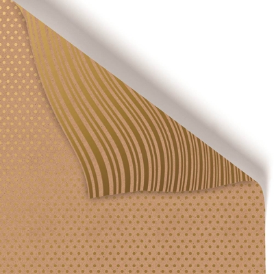 Gold Dot & Stripe on Kraft 30 X 417 Gift Wrap