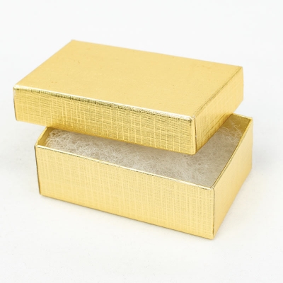 Jewelry Boxes-Gold Linen Foil-#21 - 2-1/2 x 1-1/2 x 7/8 - Pack 100