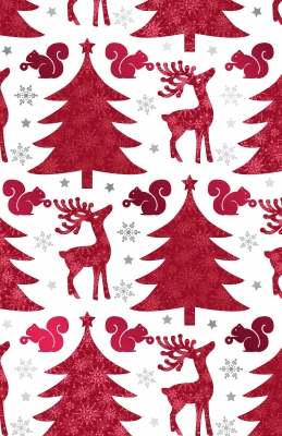 Red Deer and Trees Gift Wrap 30" x 417'