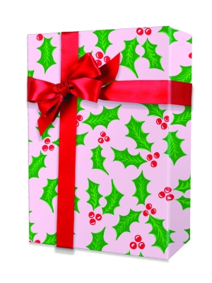 Pink Holly Gift Wrap 24 x 417