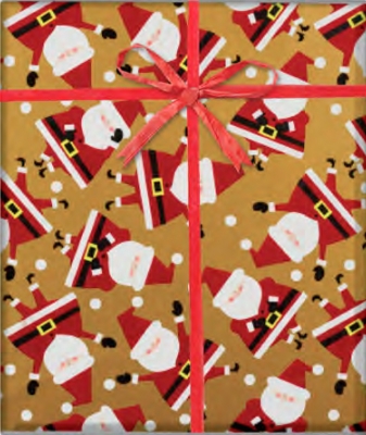 Dancing Santa Gold Gift Wrap 30" x 833'