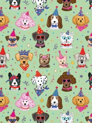 Festive Pups 30 X 417 Gift Wrap