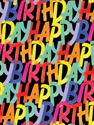 Rainbow Birthday Black 30 X 833 Gift Wrap
