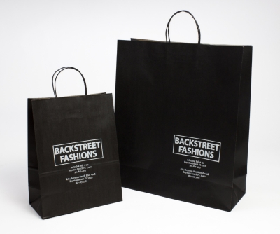 Black Kraft Serrated Edge Shoppers