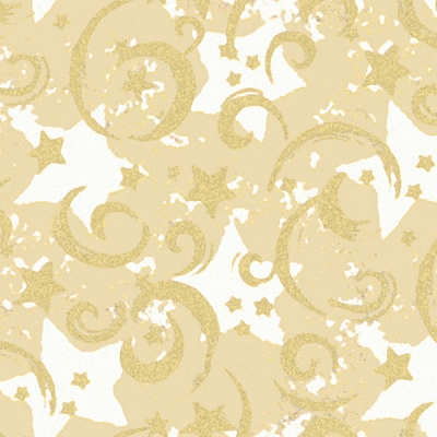 Gold Stars and Swirls on Kraft Gift Wrap 24 x 417