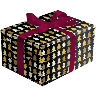 Golden Pine on Black Gift Wrap 30 x 833