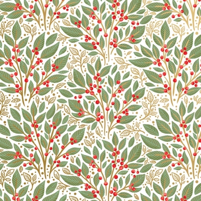 Holly Tapestry White 30 X 833 Gift Wrap