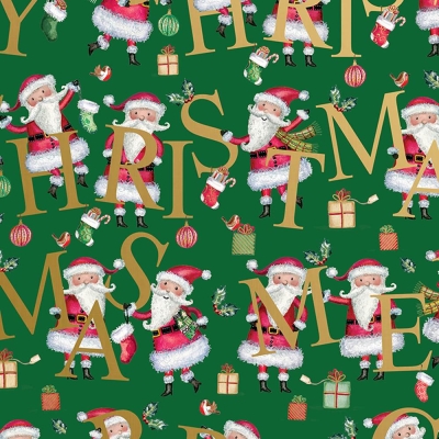 Santa Christmas Green 30 X 833 Gift Wrap